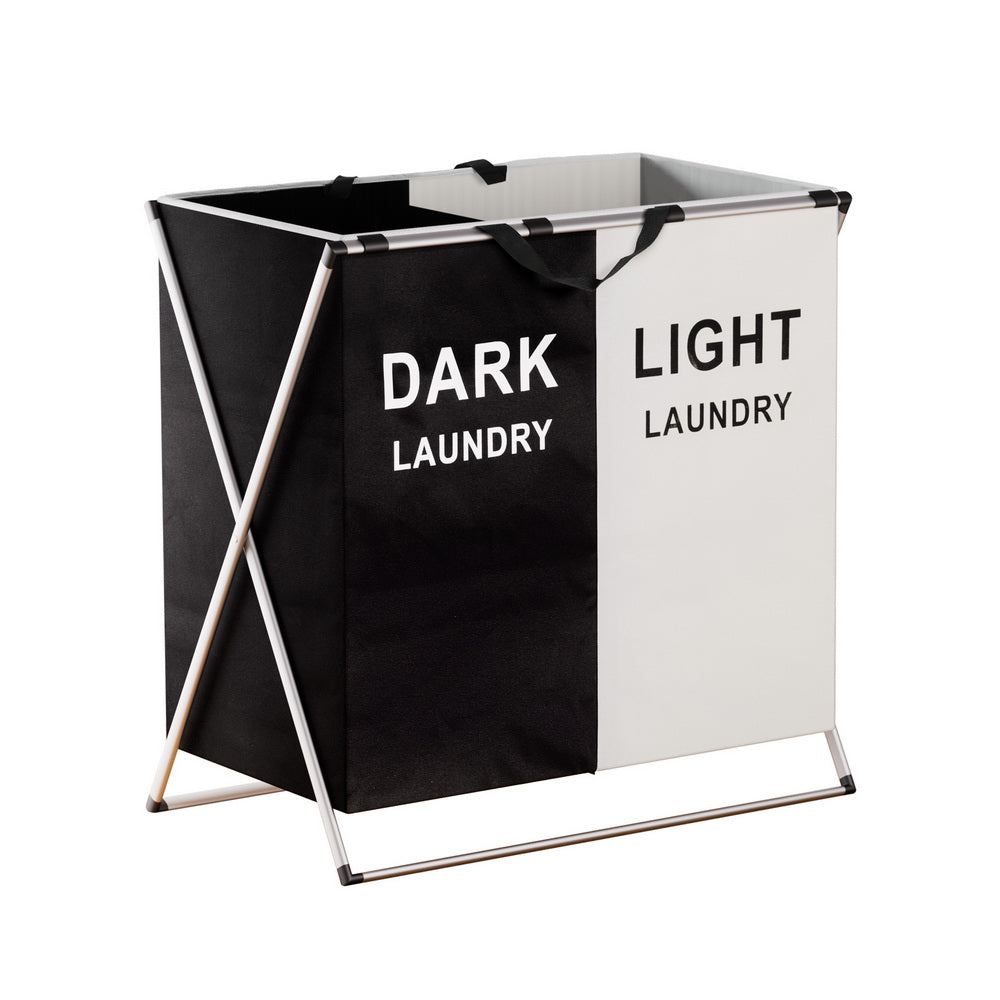 Clothing & Wardrobe Storage: Artiss Laundry Basket Hamper Large Foldable Washing Clothes Storage 2 Sections