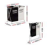 Clothing & Wardrobe Storage: Artiss Laundry Basket Hamper Large Foldable Washing Clothes Storage 2 Sections