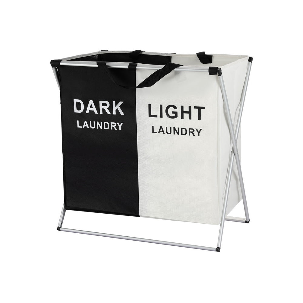 Clothing & Wardrobe Storage: Artiss Laundry Basket Hamper Large Foldable Washing Clothes Storage 2 Sections