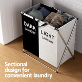 Clothing & Wardrobe Storage: Artiss Laundry Basket Hamper Large Foldable Washing Clothes Storage 2 Sections