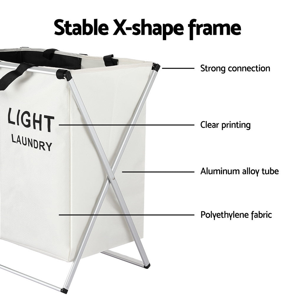 Clothing & Wardrobe Storage: Artiss Laundry Basket Hamper Large Foldable Washing Clothes Storage 2 Sections