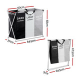 Clothing & Wardrobe Storage: Artiss Laundry Basket Hamper Large Foldable Washing Clothes Storage 3 Sections