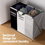 Clothing & Wardrobe Storage: Artiss Laundry Basket Hamper Large Foldable Washing Clothes Storage 3 Sections