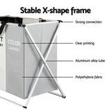 Clothing & Wardrobe Storage: Artiss Laundry Basket Hamper Large Foldable Washing Clothes Storage 3 Sections