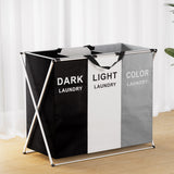 Clothing & Wardrobe Storage: Artiss Laundry Basket Hamper Large Foldable Washing Clothes Storage 3 Sections