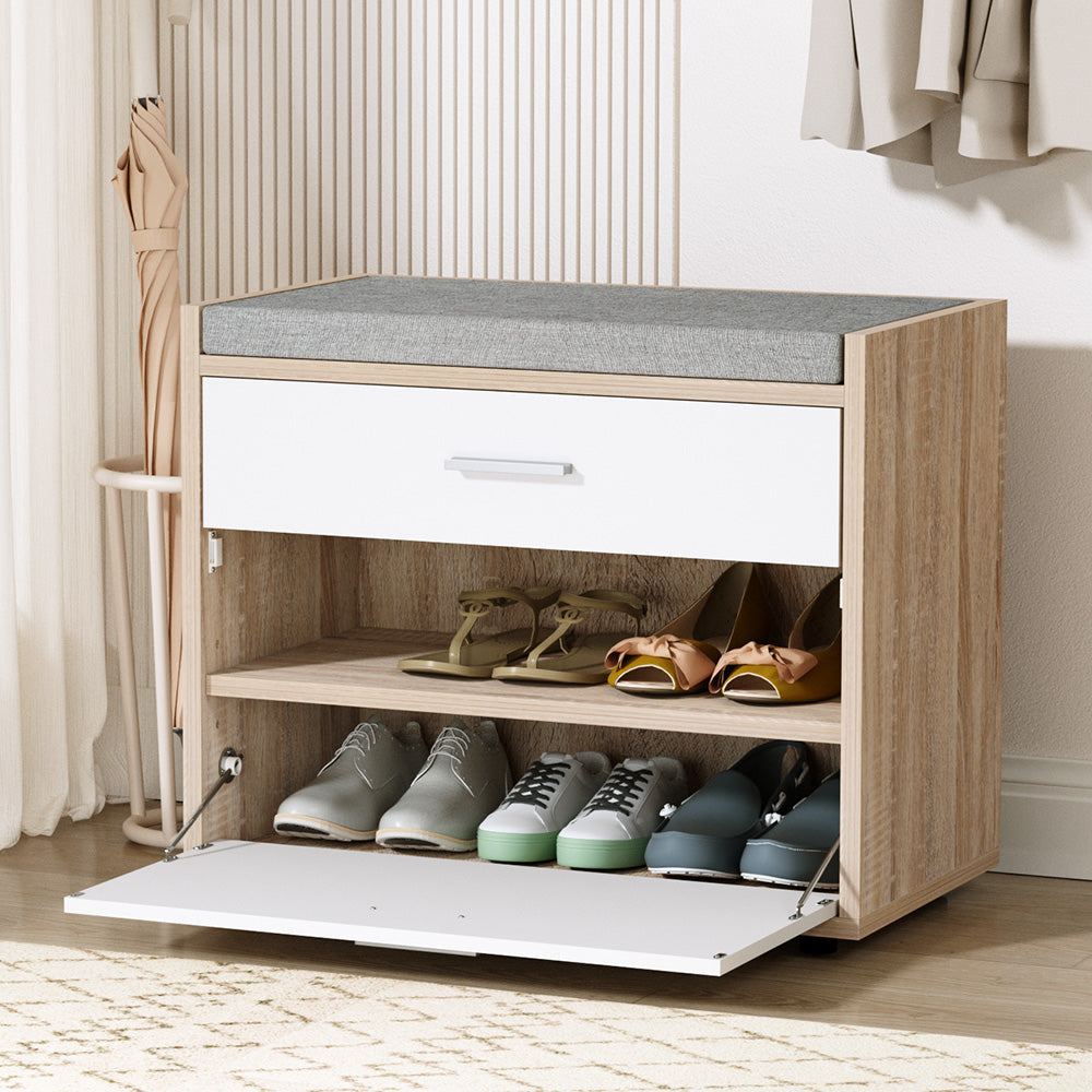 Shoe Storage: Artiss Shoe Rack Cabinet Bench 8 Pairs White Niva