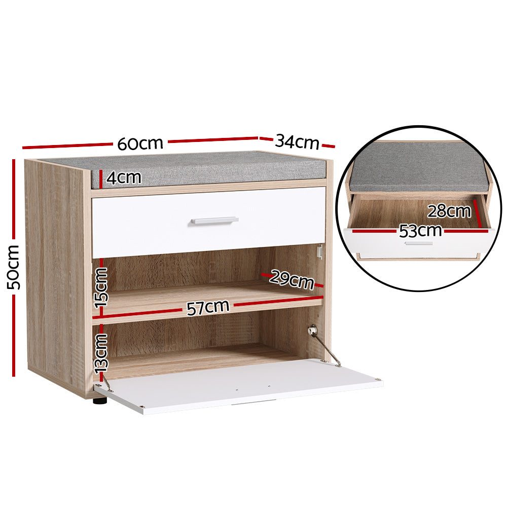 Shoe Storage: Artiss Shoe Rack Cabinet Bench 8 Pairs White Niva