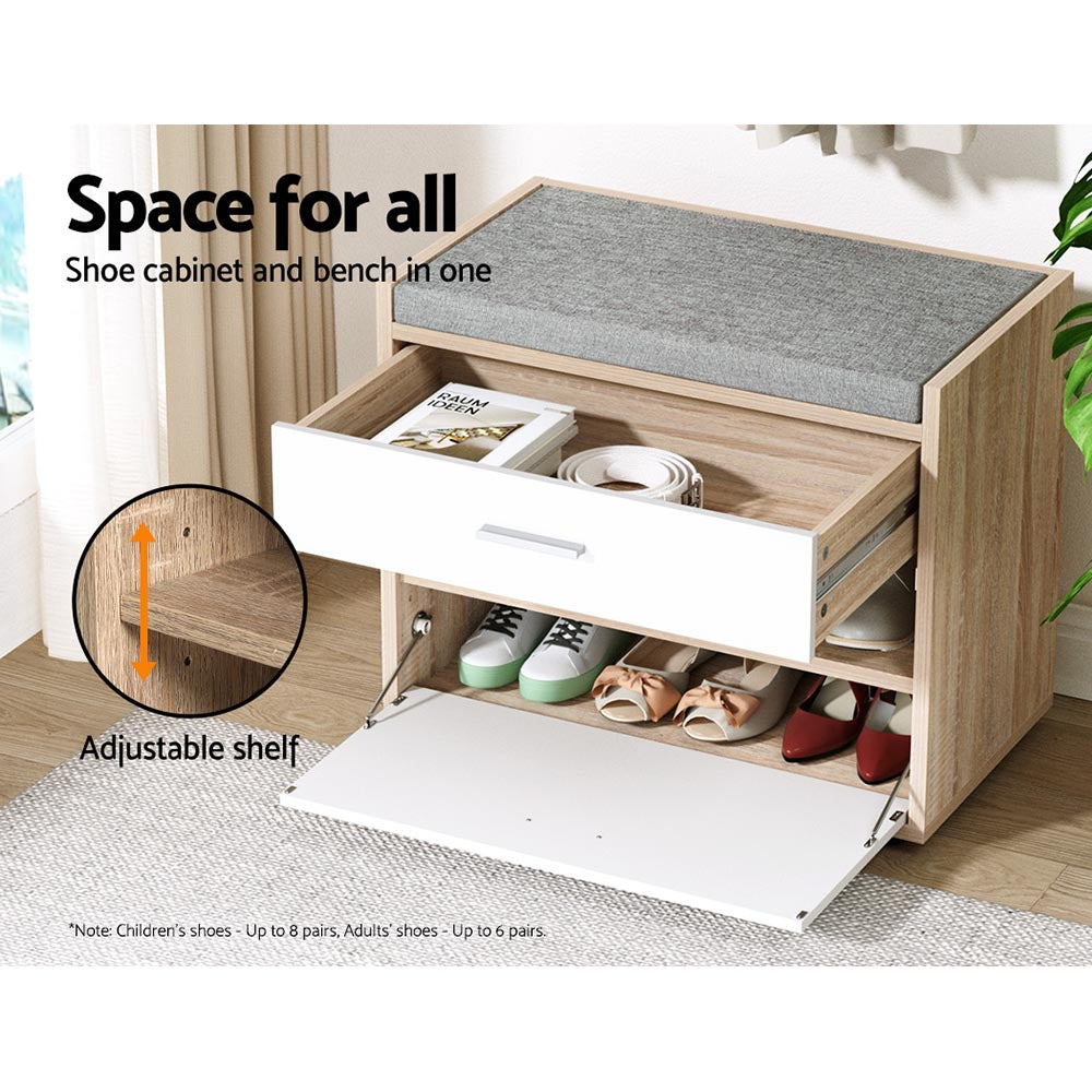 Shoe Storage: Artiss Shoe Rack Cabinet Bench 8 Pairs White Niva