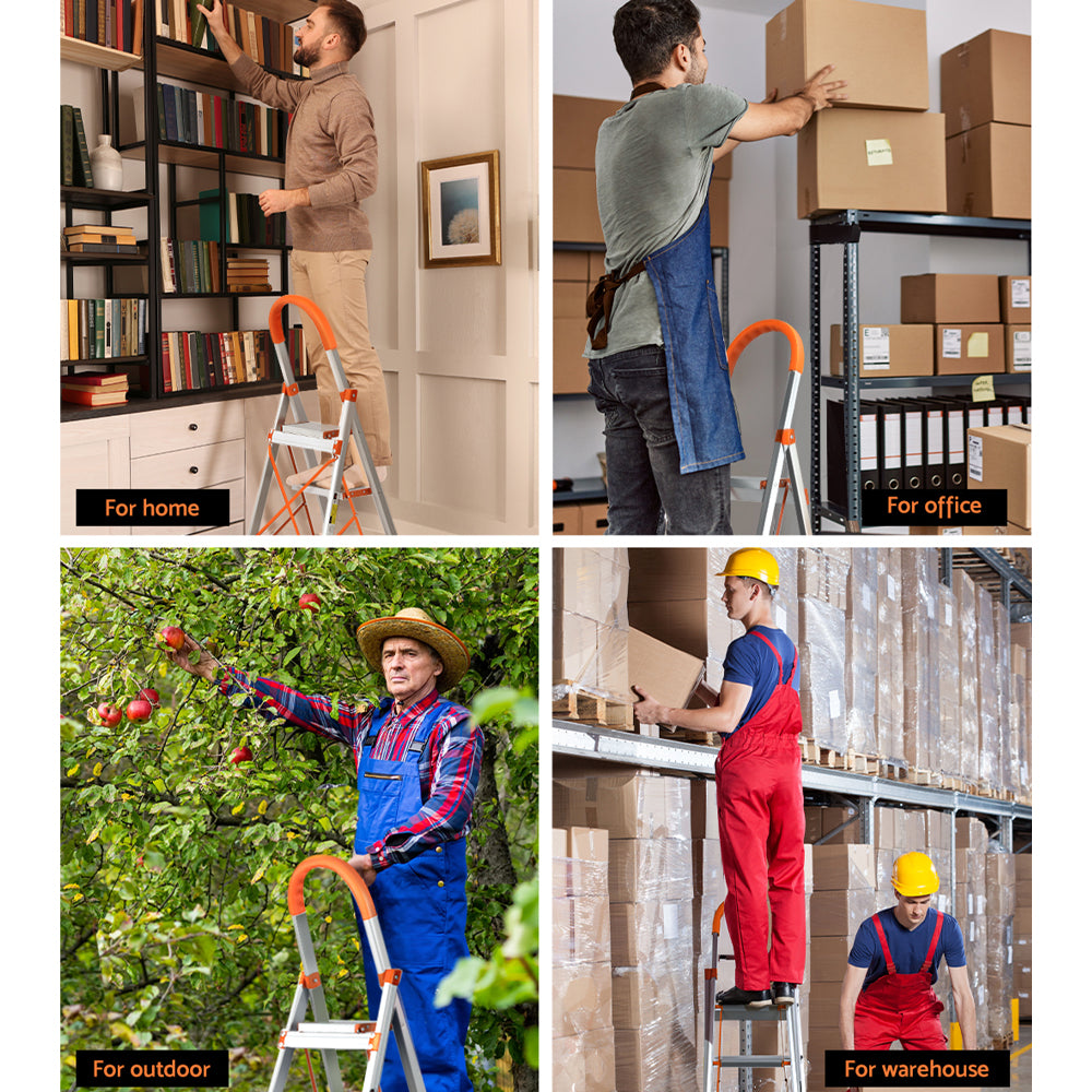 Ladders & Scaffolding: Giantz 3 Step Ladder Multi-Purpose Folding Aluminium Light Weight Non Slip Platform