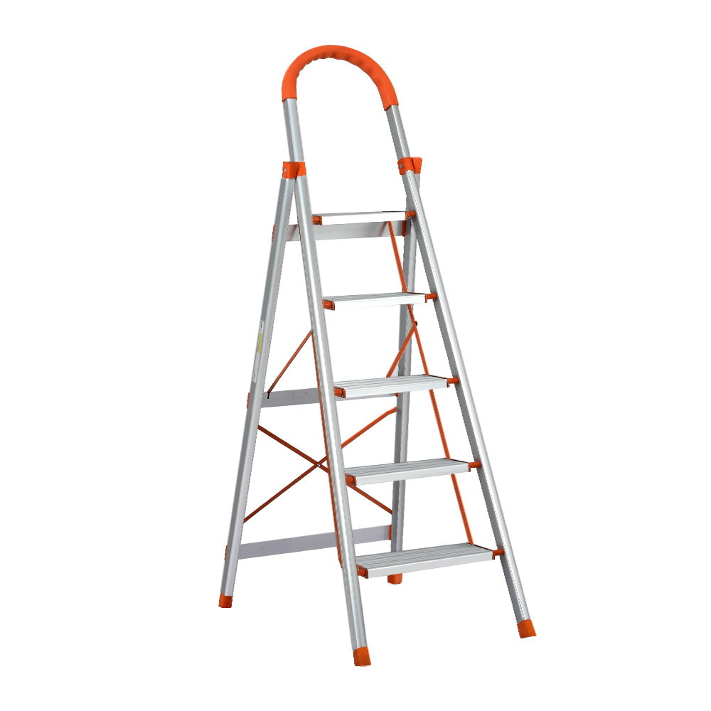 Ladders & Scaffolding: Giantz 5 Step Ladder Multi-Purpose Folding Aluminium Light Weight Non Slip Platform