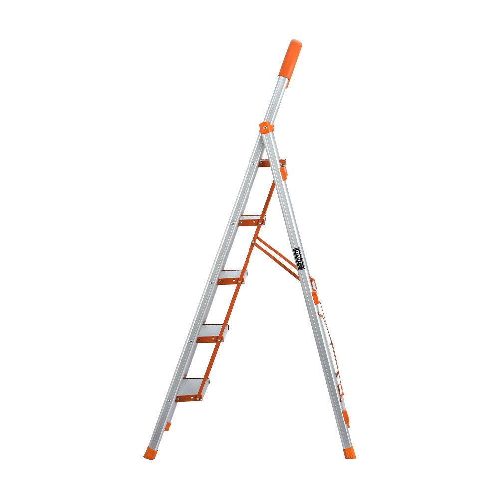 Ladders & Scaffolding: Giantz 5 Step Ladder Multi-Purpose Folding Aluminium Light Weight Non Slip Platform