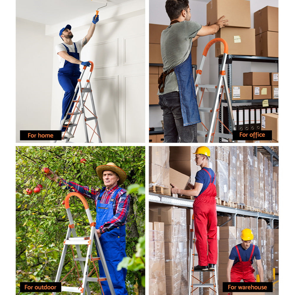 Ladders & Scaffolding: Giantz 5 Step Ladder Multi-Purpose Folding Aluminium Light Weight Non Slip Platform
