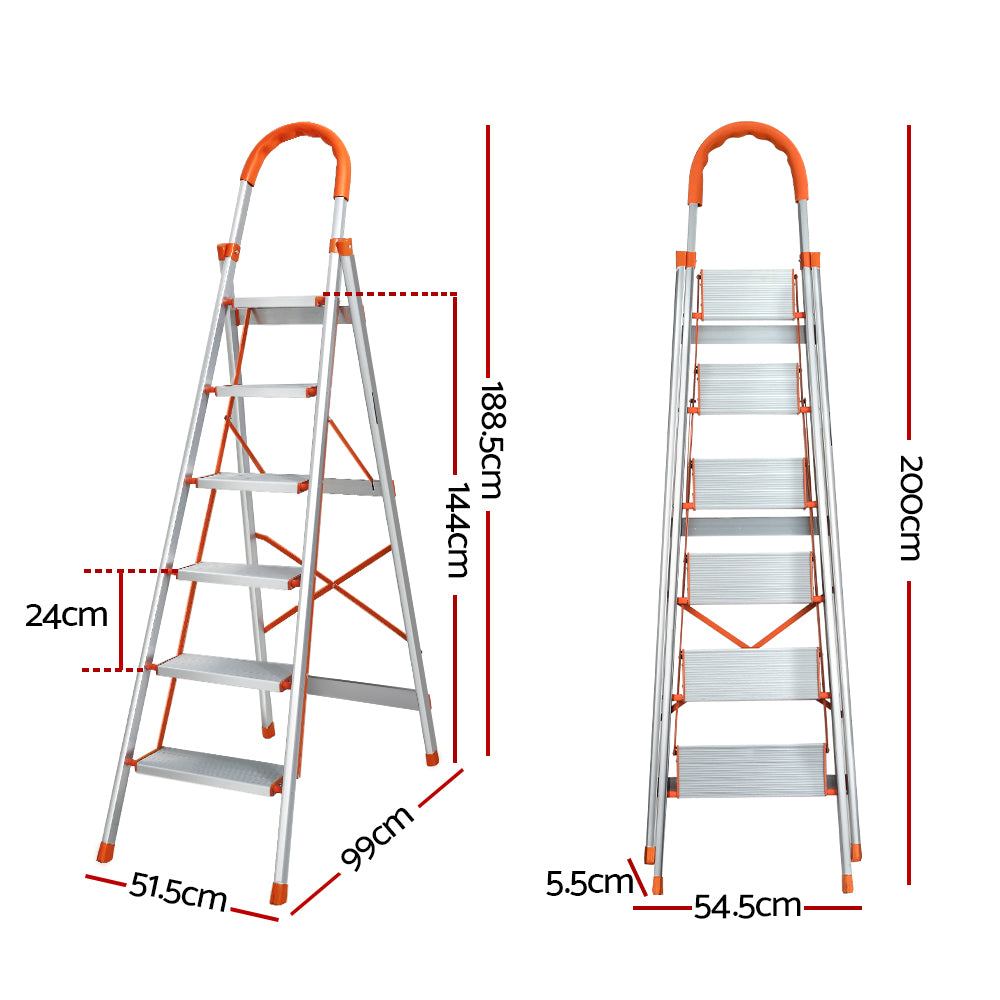 Ladders & Scaffolding: Giantz 6 Step Ladder Multi-Purpose Folding Aluminium Light Weight Non Slip Platform