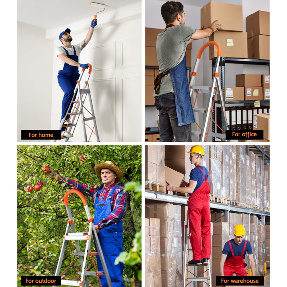 Ladders & Scaffolding: Giantz 6 Step Ladder Multi-Purpose Folding Aluminium Light Weight Non Slip Platform