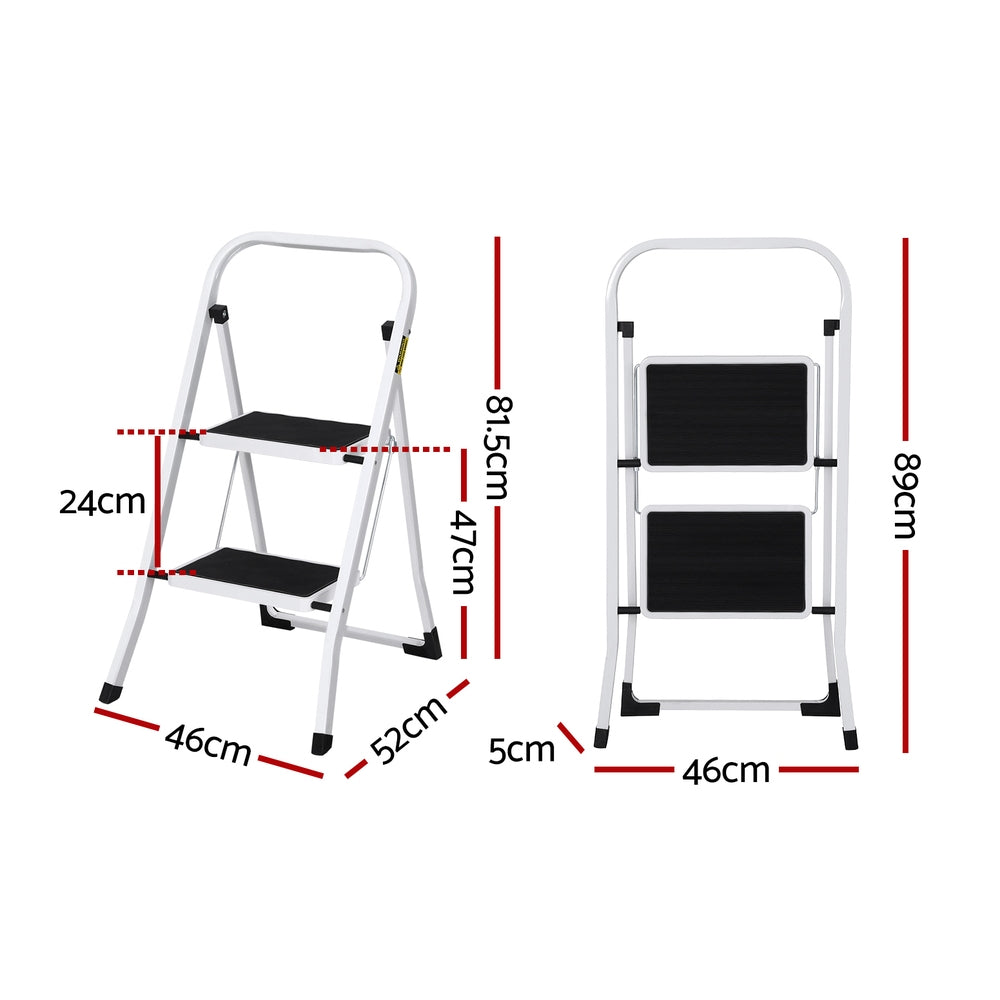 Ladders & Scaffolding: Giantz 2 Step Ladder Multi-Purpose Folding Steel Light Weight Platform