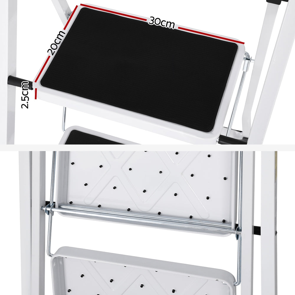 Ladders & Scaffolding: Giantz 2 Step Ladder Multi-Purpose Folding Steel Light Weight Platform