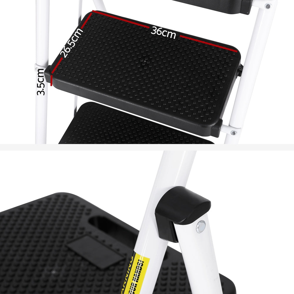 Beds & Bed Frames: Giantz 3 Step Ladder Multi-Purpose Folding Steel Light Weight Platform
