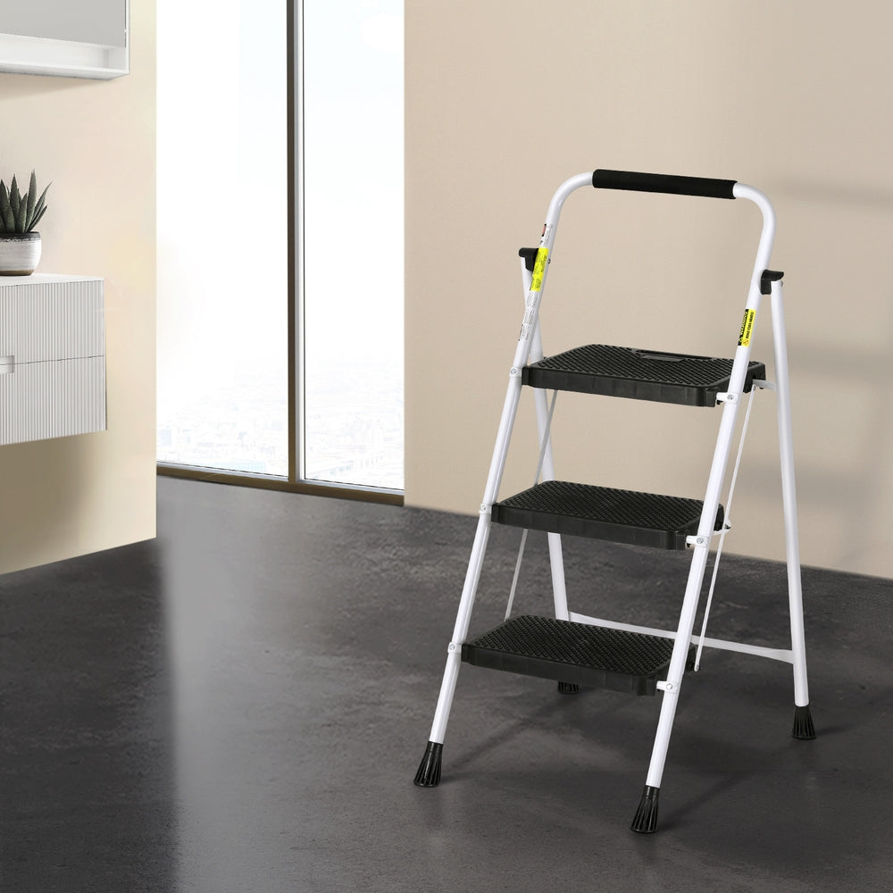 Beds & Bed Frames: Giantz 3 Step Ladder Multi-Purpose Folding Steel Light Weight Platform