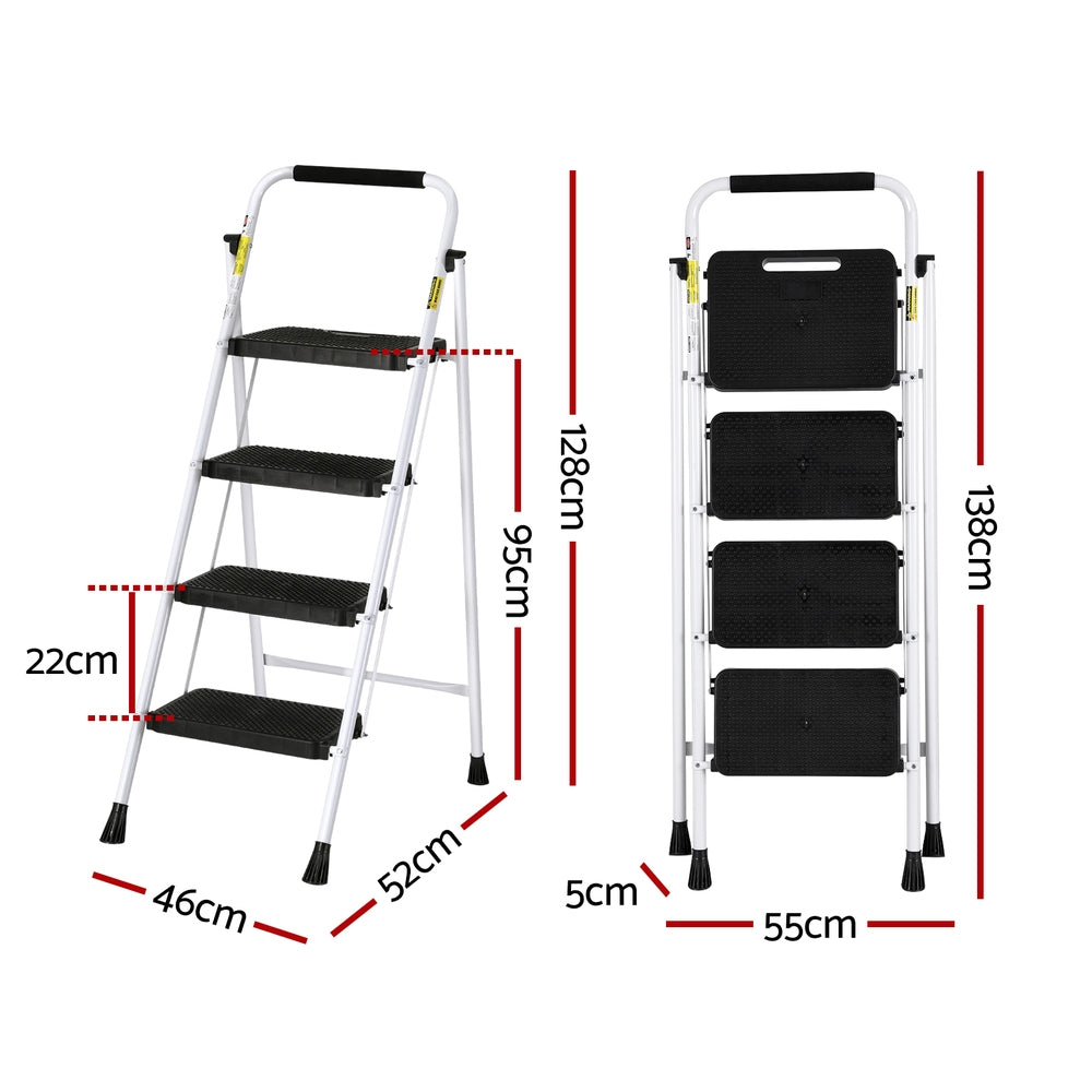Ladders & Scaffolding: Giantz 4 Step Ladder Multi-Purpose Folding Steel Light Weight Platform