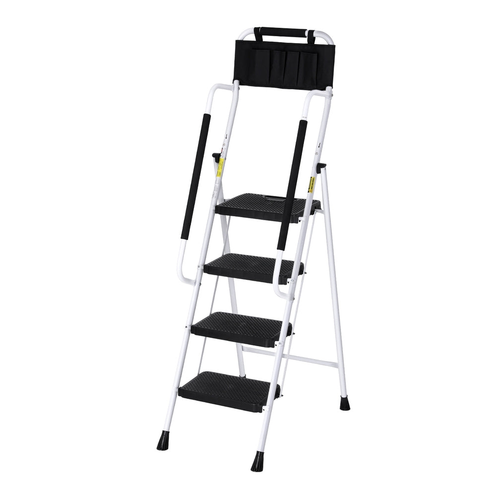 Clothing & Wardrobe Storage: Giantz 4 Step Ladder Multi-Purpose Folding Steel Platform Tool Bag Handrails