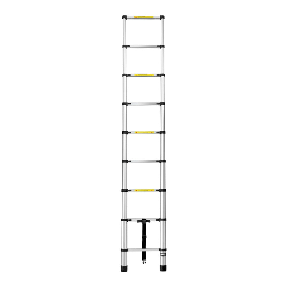 Ladders & Scaffolding: Giantz 2.6M Telescopic Ladder Aluminium Extension Extendable Steps Adjustable Height