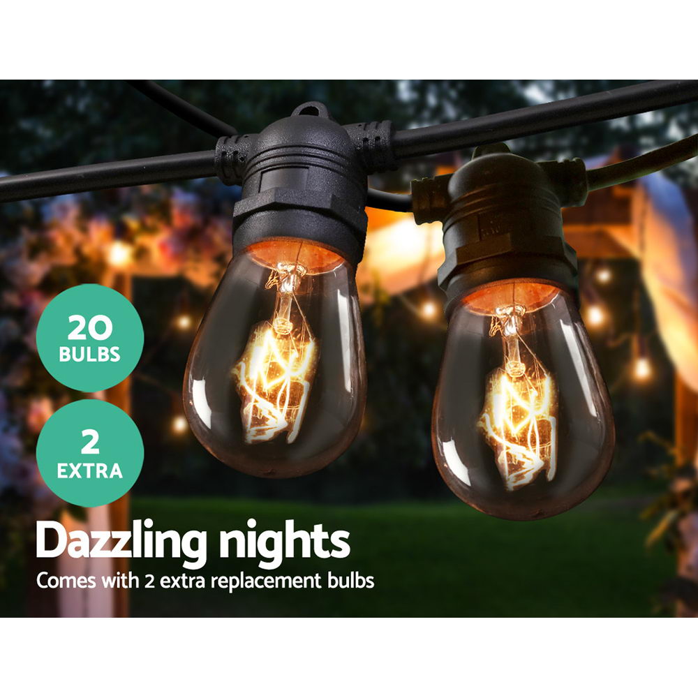Outdoor Decorations & Lights: 20m LED Festoon String Lights Outdoor Christmas Wedding Waterproof Garden Decor