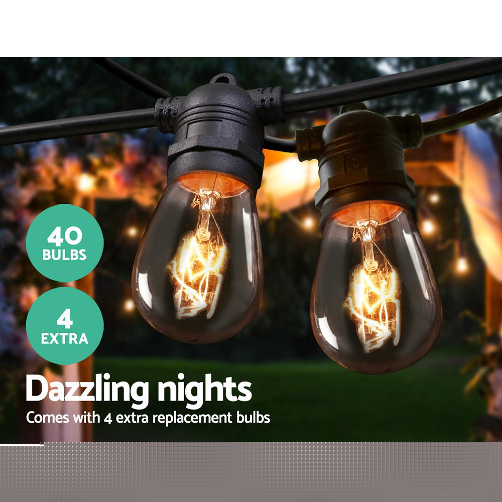 Outdoor Decorations & Lights: 38m LED Festoon String Lights Outdoor Christmas Wedding Waterproof Garden Decor