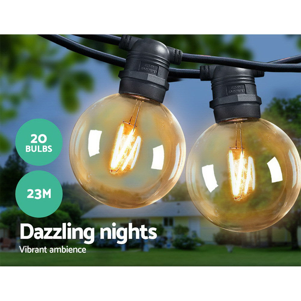 Outdoor Decorations & Lights: Jingle Jollys 23m LED Festoon String Lights 20 Bulbs Kits Wedding Party Christmas G80