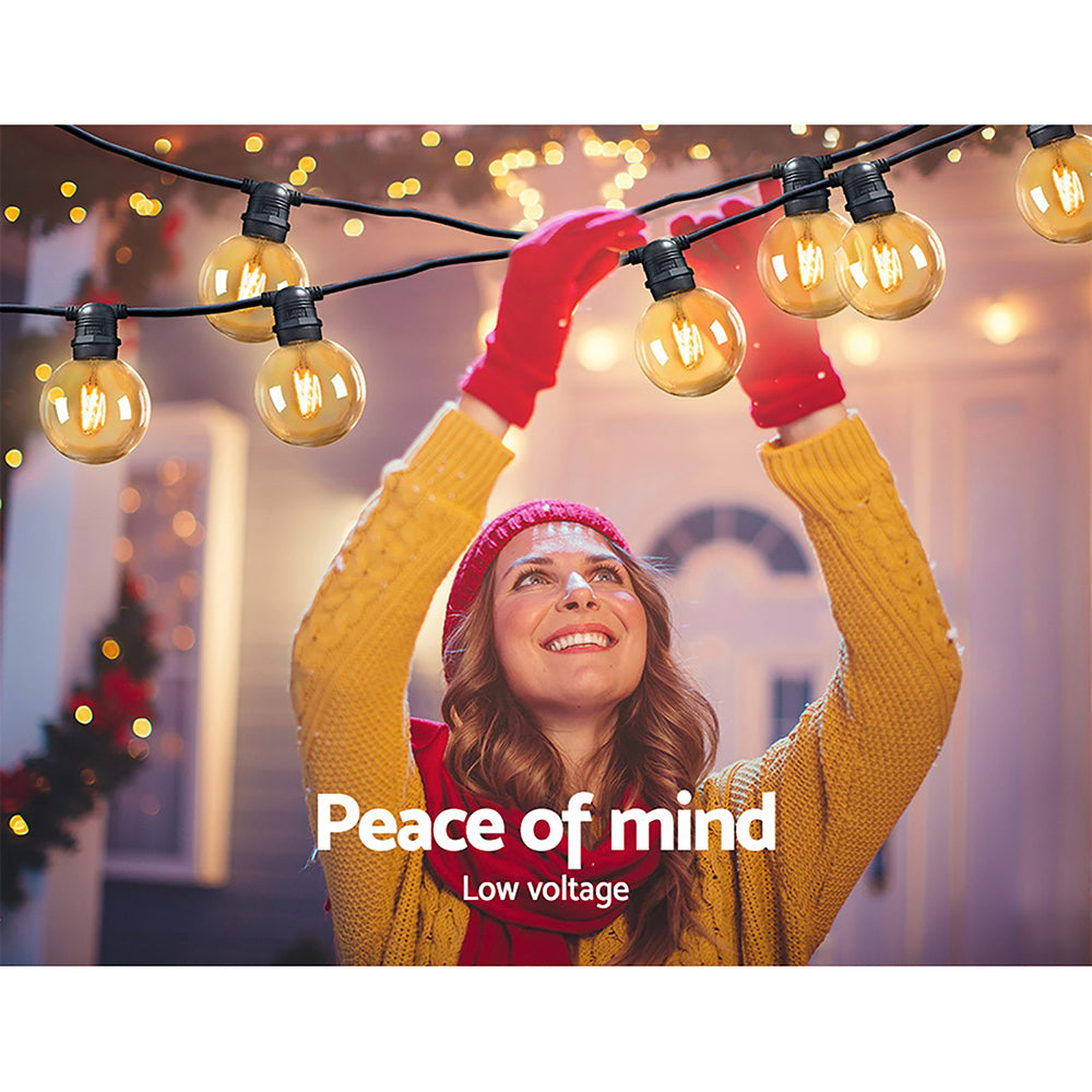 Outdoor Decorations & Lights: Jingle Jollys 23m LED Festoon String Lights 20 Bulbs Kits Wedding Party Christmas G80