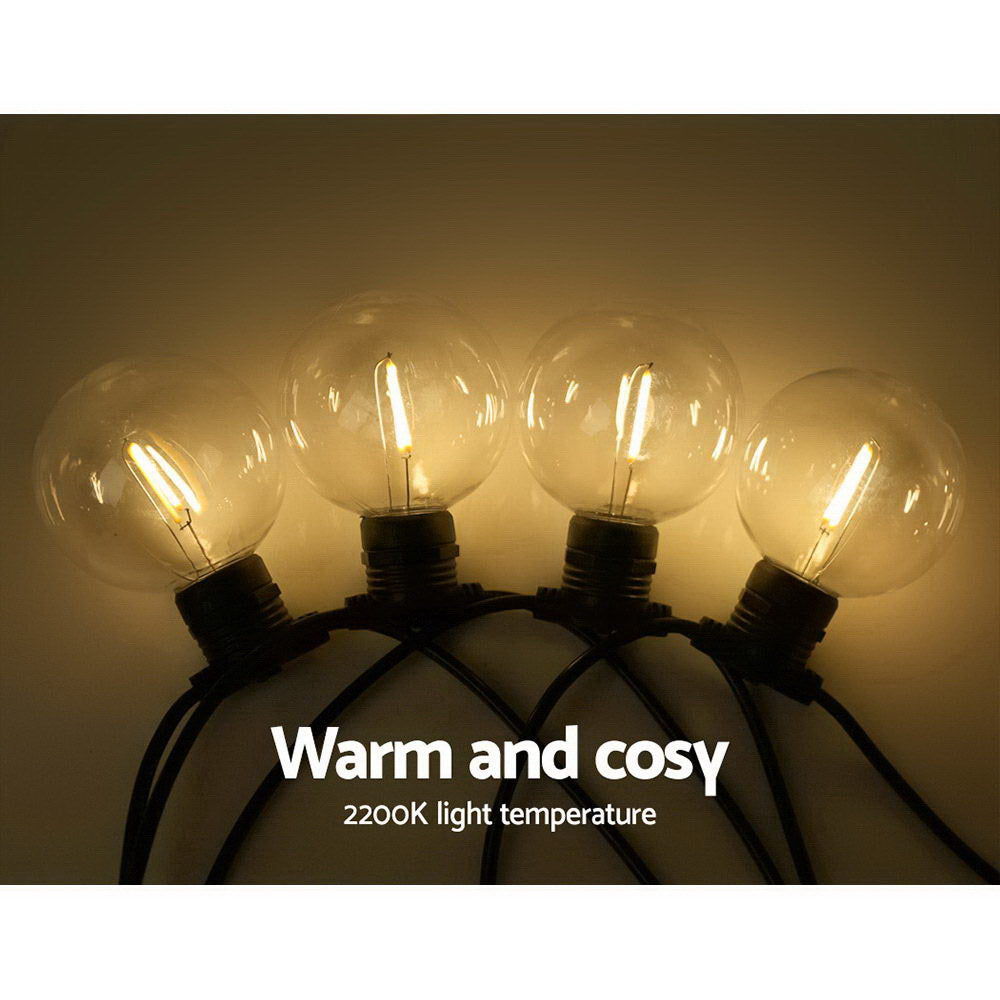 Outdoor Decorations & Lights: Jingle Jollys 50m LED Festoon String Lights 50 Bulbs Kits Wedding Party Christmas G80