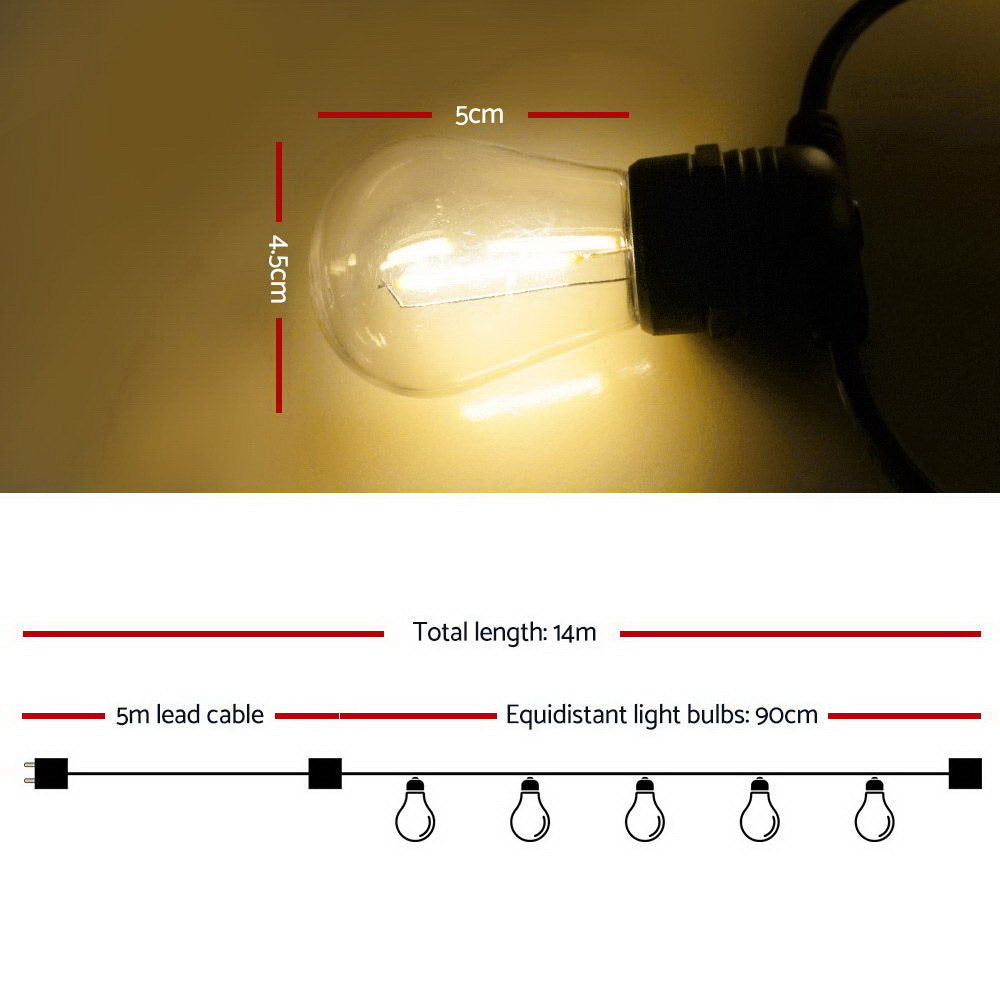 Outdoor Decorations & Lights: 14m LED Festoon String Lights Christmas Decorations Wedding Party Outdoor Garden