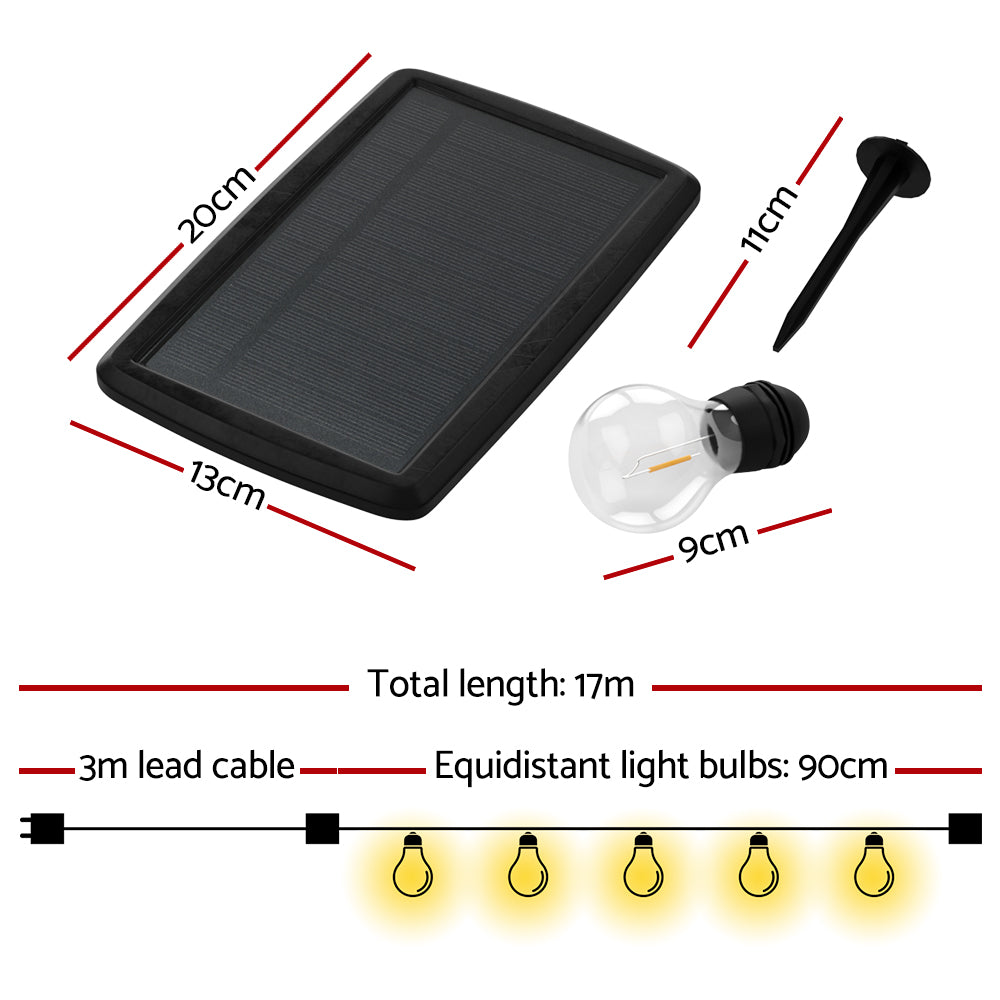 Outdoor Decorations & Lights: 17m Solar Festoon Lights Outdoor LED String Light Christmas Decorations 2pcs