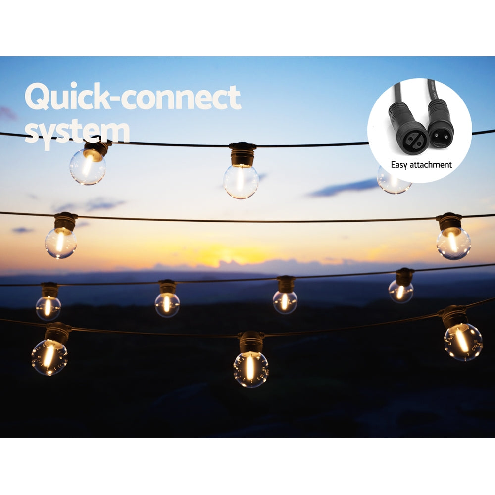 Outdoor Decorations & Lights: 50m Solar Festoon Lights Outdoor LED String Light Xmas Wedding Garden Party