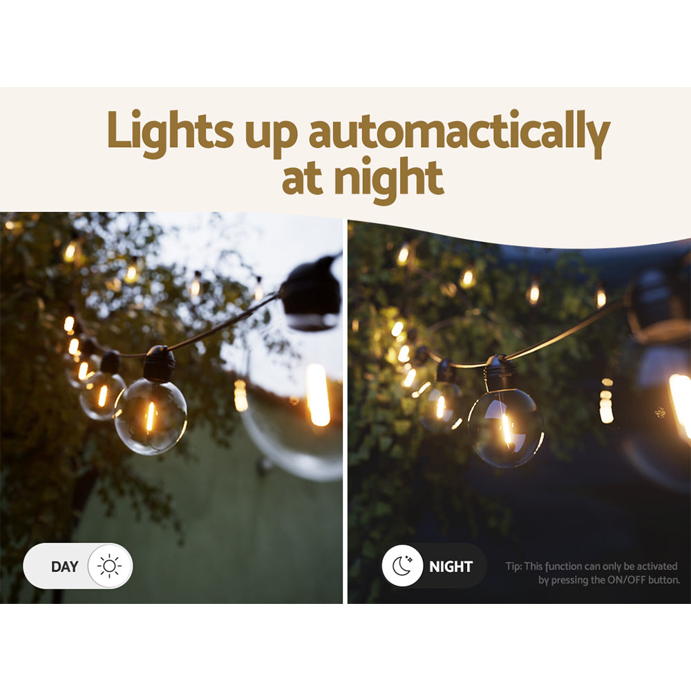 Outdoor Decorations & Lights: 17m Solar Festoon Lights Outdoor LED String Light Wedding Christmas Party