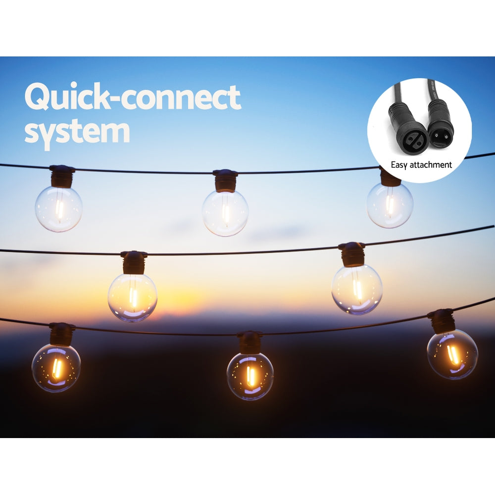 Outdoor Decorations & Lights: 50m Solar Festoon Lights Outdoor LED String Light Wedding Party Christmas Decor