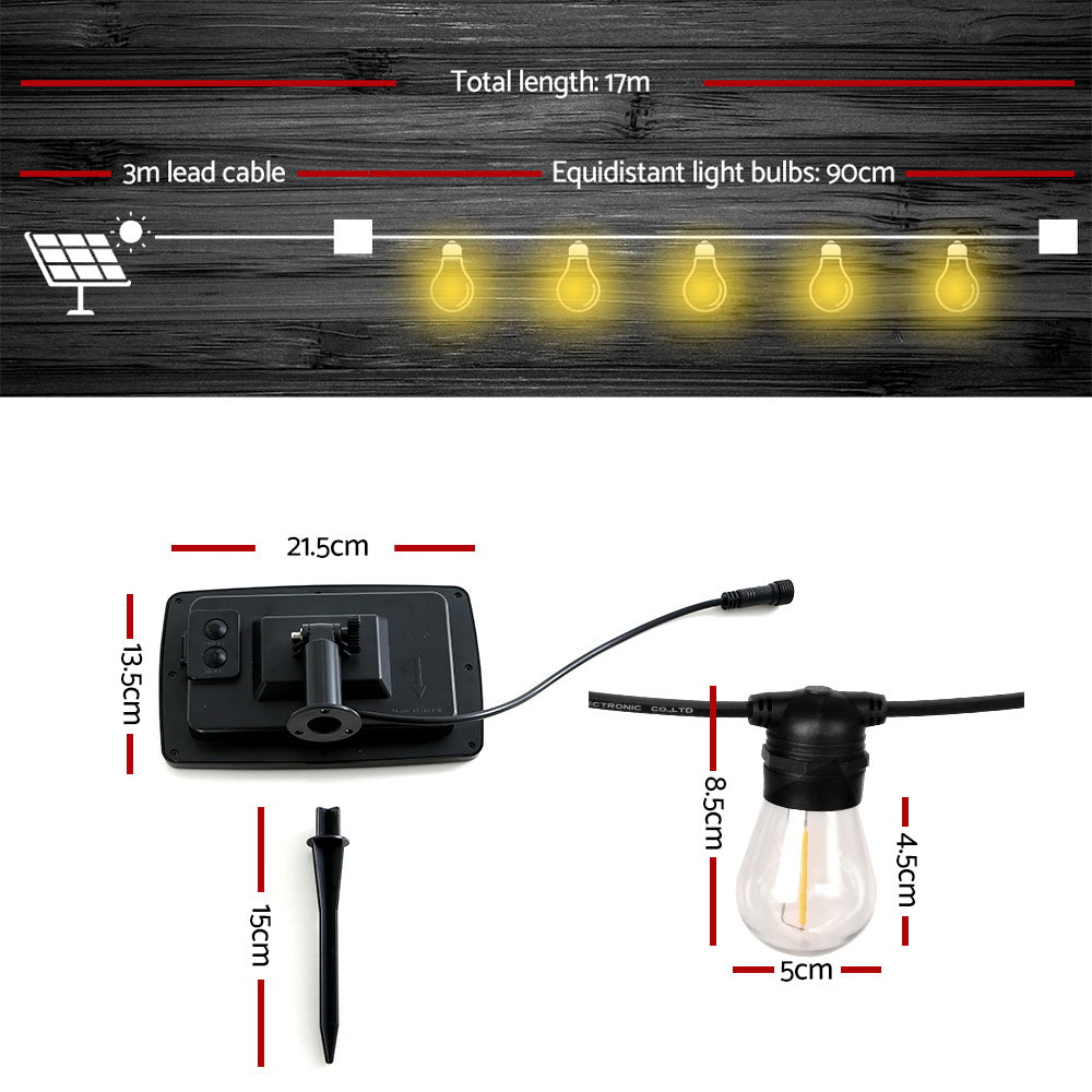 Outdoor Decorations & Lights: 17m Solar Festoon Lights Outdoor LED String Light Christmas Party Garden Decor