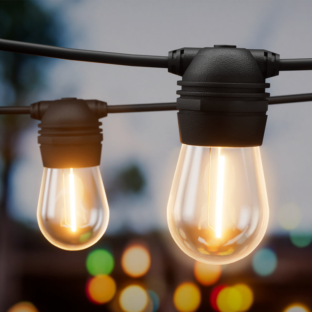 Outdoor Decorations & Lights: 17m Solar Festoon Lights Outdoor LED String Light Christmas Party Decor 2pcs