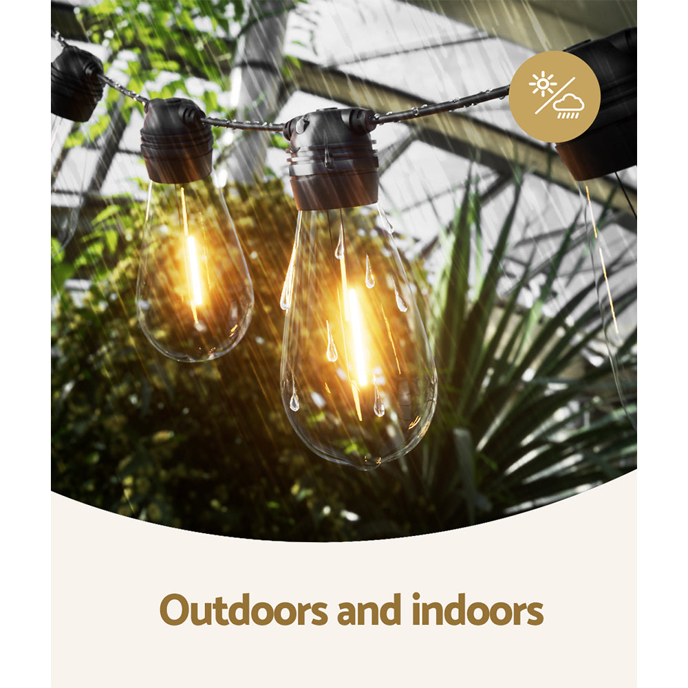 Outdoor Decorations & Lights: 17m Solar Festoon Lights Outdoor LED String Light Christmas Party Decor