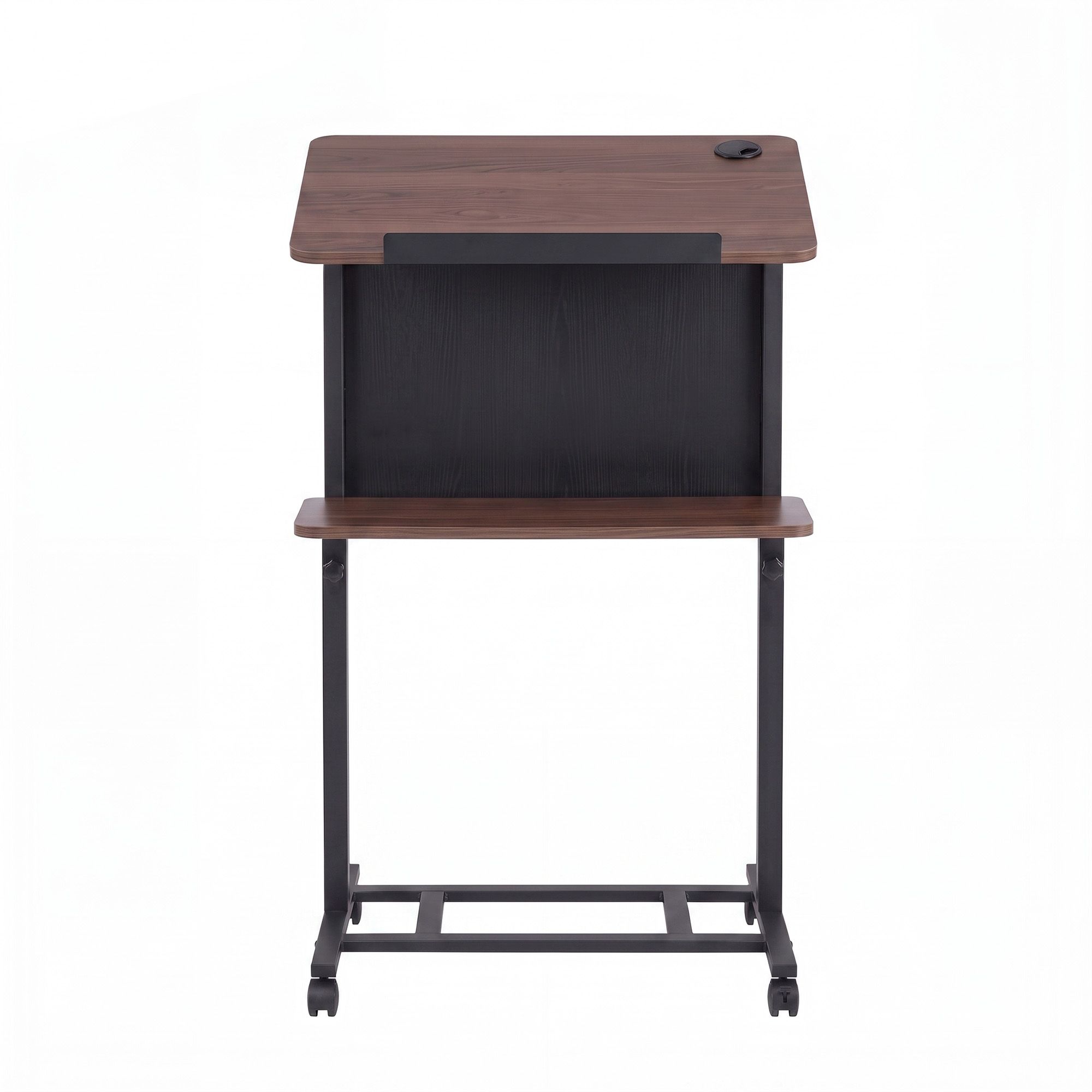 Artiss Mobile Lectern Podium Stand with Storage Shelf Height Adjustable Laptop Desk Black & Walnut