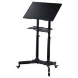 Artiss Mobile Lectern Stand, Adjustable Sit-to-Stand Presentation Podium w/ Wheels Black