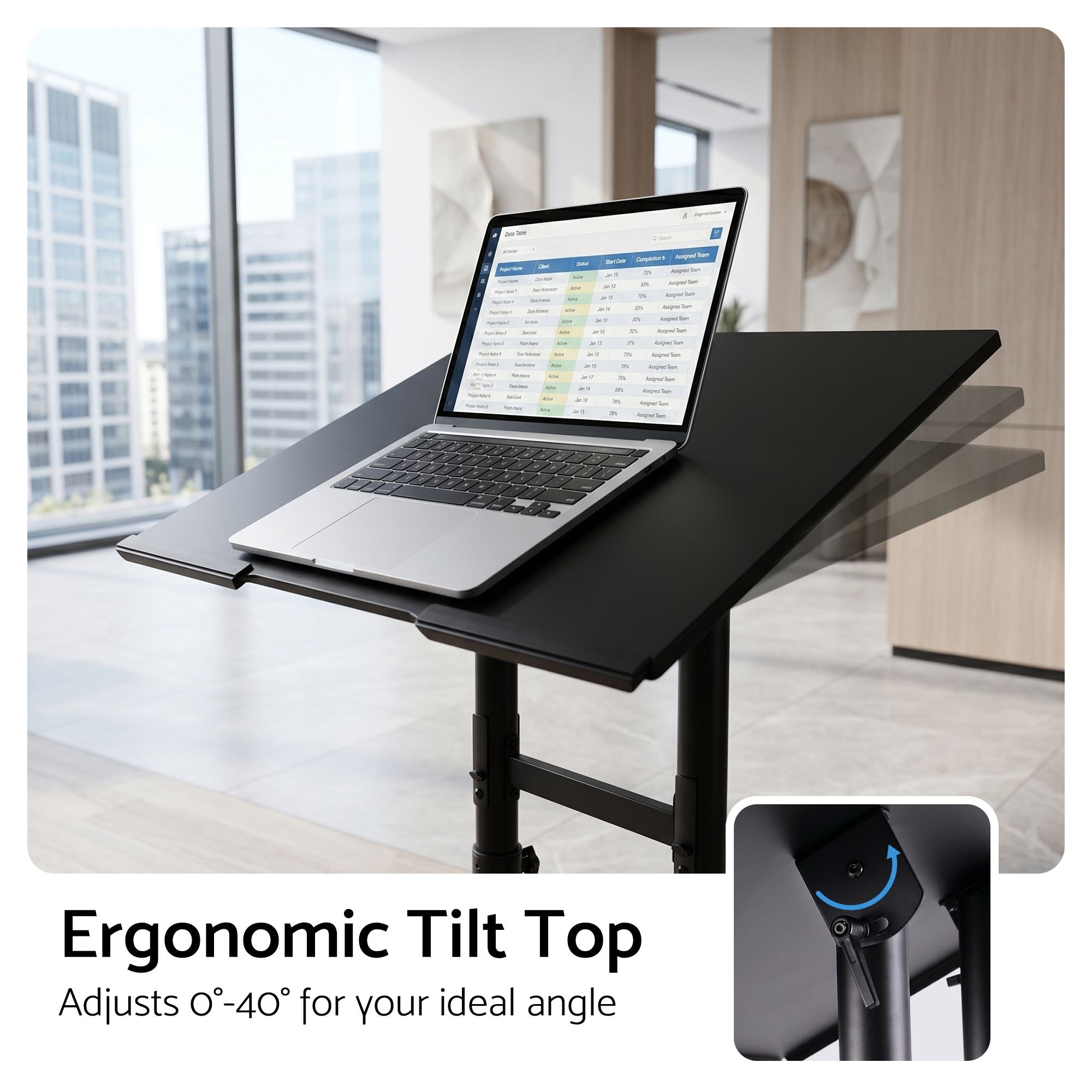 Artiss Mobile Lectern Stand, Adjustable Sit-to-Stand Presentation Podium w/ Wheels Black