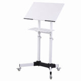 Artiss Mobile Lectern Stand, Adjustable Sit-to-Stand Presentation Podium w/ Wheels White