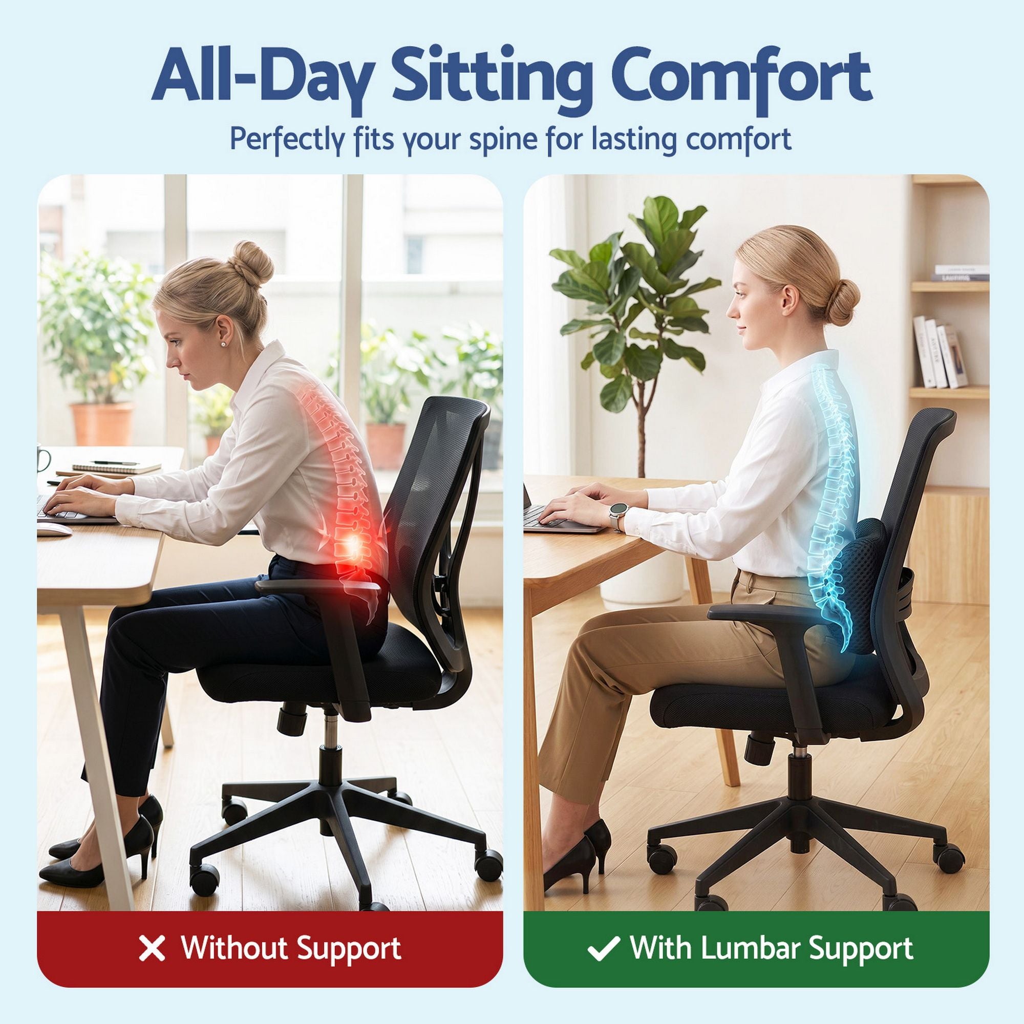 Artiss Lumbar Support Pillow for Office Chair and Car Ergonomic Memory Foam Lumbar Pillow for Lower Back, Breathable Back Support Pillow for Car Seat, Bed and Recliner