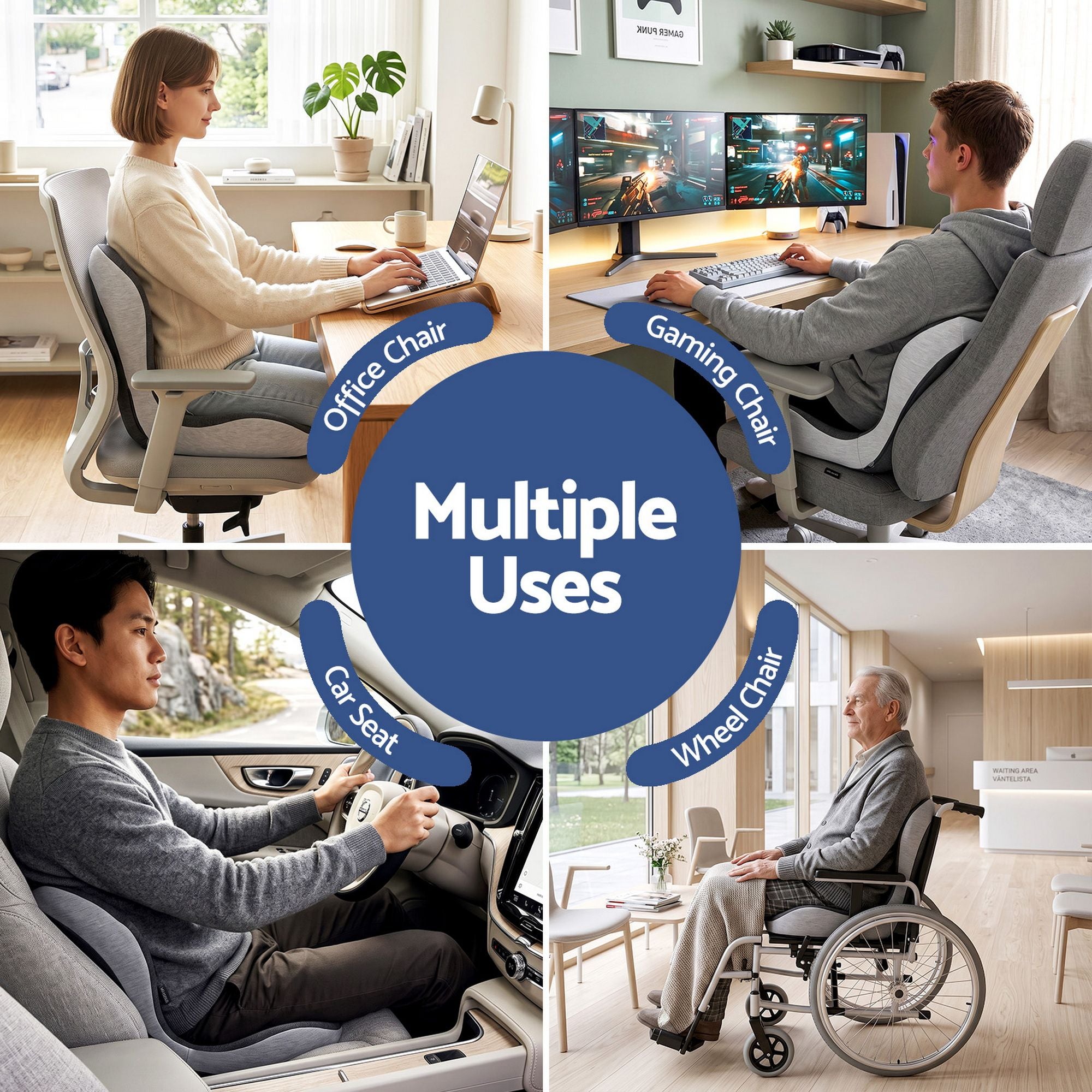 Artiss Ergonomic Seat Cushion with Lumbar Support for Office Chair, Memory Foam Coccyx and Lumbar Support Pad for Car Office Wheelchair Home