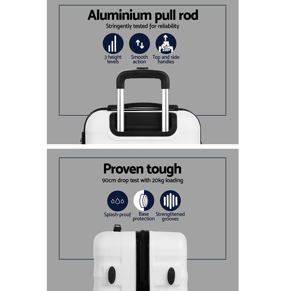 Suitcases: Wanderlite 2Set 20-28 Inch Luggage with TSA Lock Spinner Travel Suitcase Carry On Hard Shell Luggage Case White