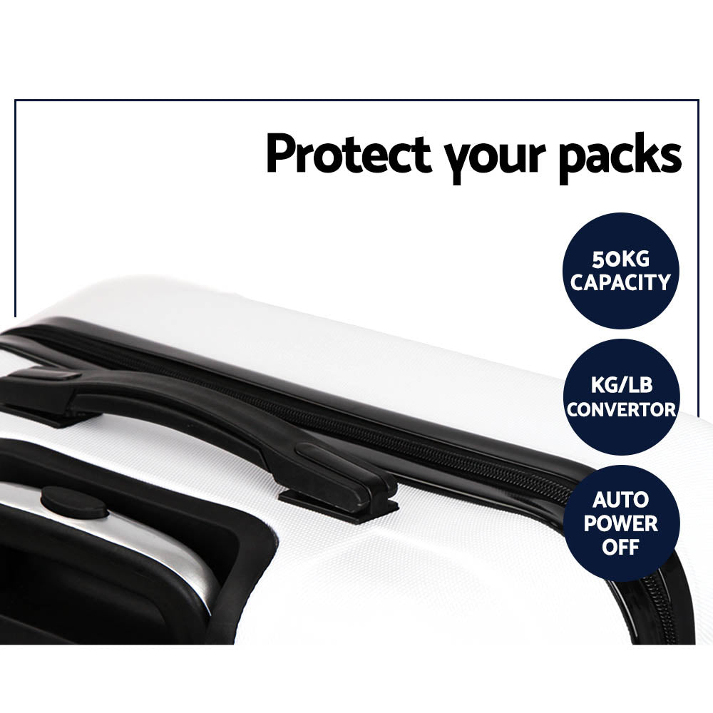 Suitcases: Wanderlite 2Set 20-28 Inch Luggage with TSA Lock Spinner Travel Suitcase Carry On Hard Shell Luggage Case White
