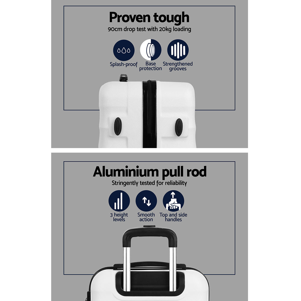 Suitcases: Wanderlite 3Set 20-24-28 Inch Luggage with TSA Lock Spinner Travel Suitcase Carry On Hard Shell Luggage Case White