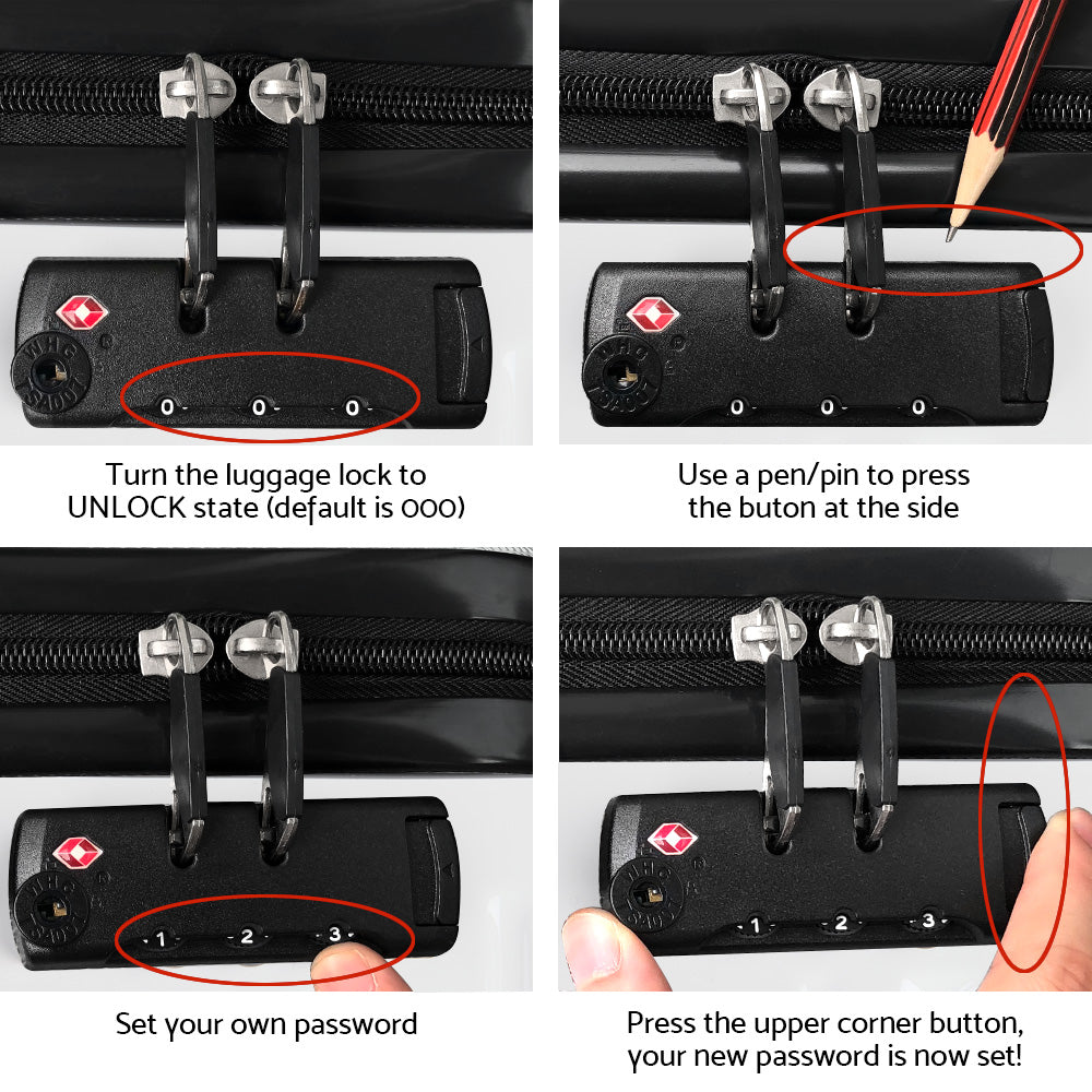 Suitcases: Wanderlite 3Set 20-24-28 Inch Luggage with TSA Lock Spinner Travel Suitcase Carry On Hard Shell Luggage Case White