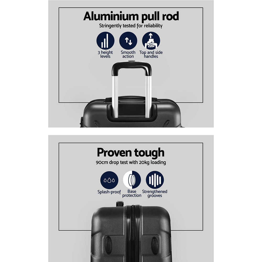 Suitcases: Wanderlite 20 Inch Luggage with Zipper Lock Travel Suitcase Carry On Hard Shell Luggage Case Black
