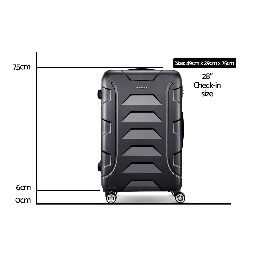 Suitcases: Wanderlite 28 Inch Luggage with TSA Lock Spinner Travel Suitcase Carry On Hard Shell Luggage Case Black